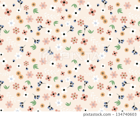 Creative Hand-Drawn Patterns of Flora and Leaves Creative Hand-Drawn Patterns of Flora and Leaves 134740603