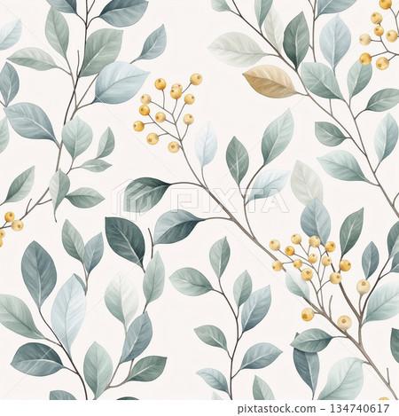 Creative Hand-Drawn Patterns of Flora and Leaves 134740617