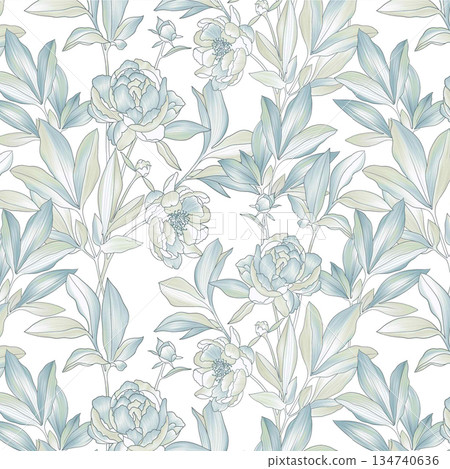 Creative Hand-Drawn Patterns of Flora and Leaves Creative Hand-Drawn Patterns of Flora and Leaves 134740636