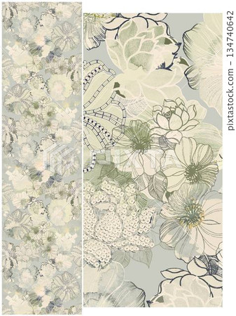 Creative Hand-Drawn Patterns of Flora and Leaves Creative Hand-Drawn Patterns of Flora and Leaves 134740642
