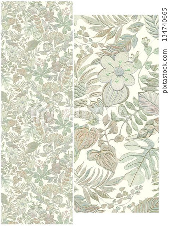 Creative Hand-Drawn Patterns of Flora and Leaves 134740665