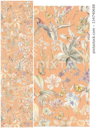Delightful Hand-Painted Floral Leaf Art Delightful Hand-Painted Floral Leaf Art 134740686