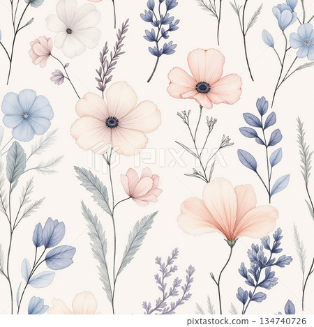 Delightful Hand-Painted Floral Leaf Art Delightful Hand-Painted Floral Leaf Art 134740726