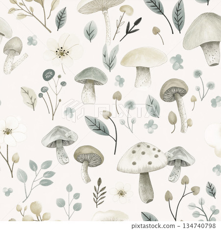 Delightful Hand-Painted Floral Leaf Art 134740798