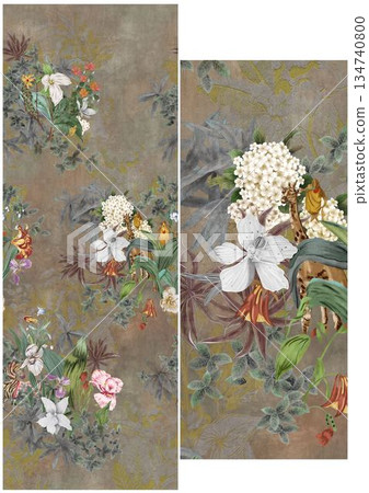 Delightful Hand-Painted Floral Leaf Art 134740800