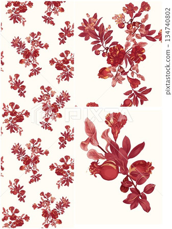 Delightful Hand-Painted Floral Leaf Art 134740802