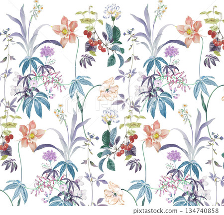 Delightful Hand-Painted Floral Leaf Art 134740858