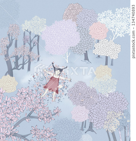 Fascinating Watercolor Designs of Leafy Flowers 134740893