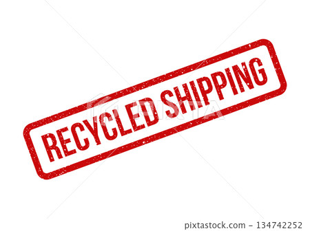 Textured rectangular rubber stamp mark with granular effect, highlighting the words Recycled Shipping 134742252