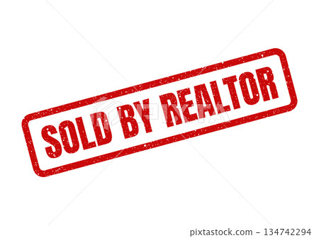 Vintage style textured stamp with the clear message sold by realtor indicating a completed property sale 134742294