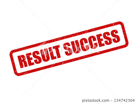 Vivid red rectangular grunge effect rubber stamp showing the affirmative text RESULT SUCCESS on official papers Vivid red rectangular grunge effect rubber stamp showing the affirmative text RESULT SUCCESS on official papers 134742304