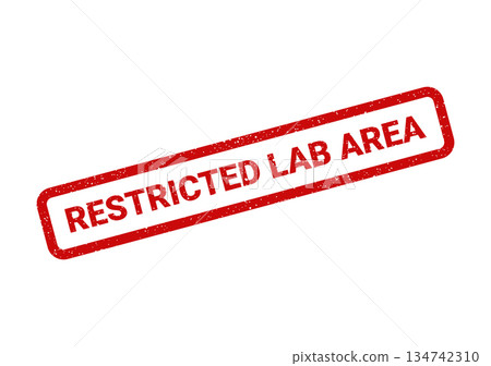 Warning red grunge stamp indicating RESTRICTED LAB AREA for scientific and industrial safety access control 134742310
