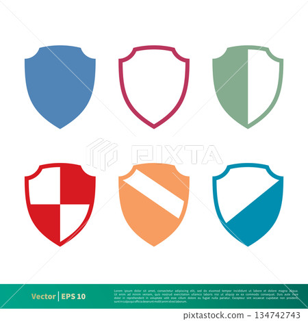 Set Colorful Shield Icon Vector Logo Template Illustration Design. Vector EPS 10. 134742743