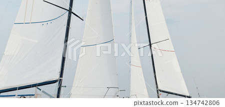 multiple sails at the sailing regatta in the Gulf of Finland, hot race of several yachts, nobody multiple sails at the sailing regatta in the Gulf of Finland, hot race of several yachts, nobody 134742806