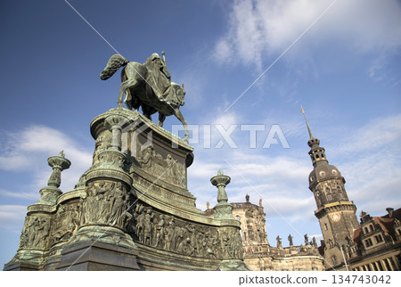 Monument of King Johann of Saxony on Theater Square in Dresden 134743042