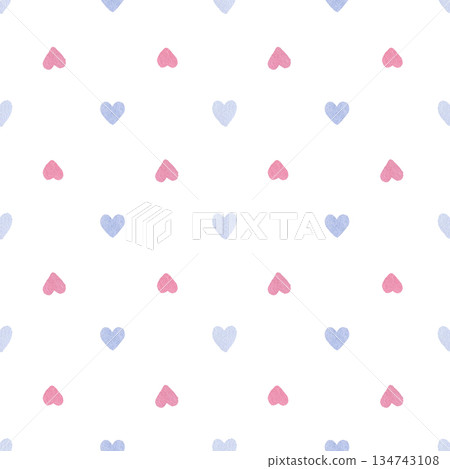 Seamless Pattern of small pink and blue Hearts. Watercolor illustration of a cute baby print. Hand drawn sketch on a white isolated Background. Water color painting art. Perfect for paper or fabric Seamless Pattern of small pink and blue Hearts. Watercolor illustration of a cute baby print. Hand drawn sketch on a white isolated Background. Water color painting art. Perfect for paper or fabric 134743108