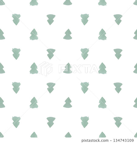 Seamless Pattern of small green Christmas Tree silhouettes. Watercolor illustration of a cute baby print. Hand drawn sketch on a white isolated background. Perfect for gift paper or fabric Seamless Pattern of small green Christmas Tree silhouettes. Watercolor illustration of a cute baby print. Hand drawn sketch on a white isolated background. Perfect for gift paper or fabric 134743109