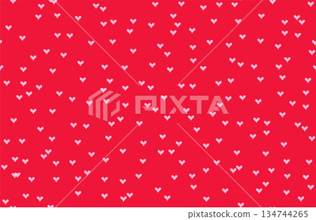 Cute simple hearts seamless pattern. Flat symmetric vector mini hearts background, beautiful backdrop for Valentine s day decor. Vector 134744265