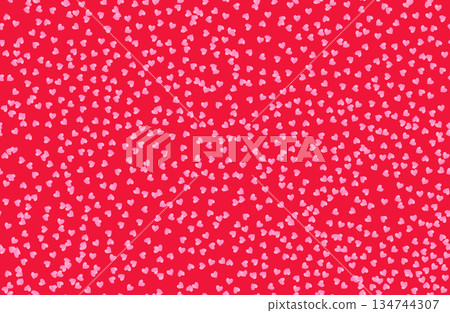 Gradient Heart seamless pattern. Random repeating love background. Repeated scattered hearts for design prints. Scattering graphic motif. Repeat lattice. Randomly ornament. Vector illustration 134744307