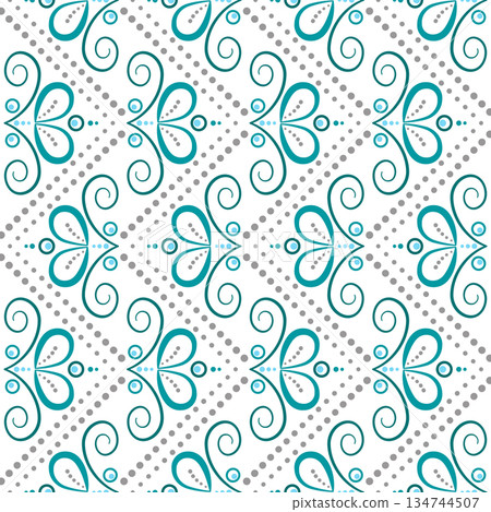 Vintage style zigzag seamless pattern of curls Vintage style zigzag seamless pattern of curls 134744507