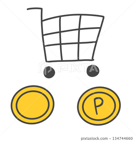 購物車和硬幣圖標 134744660