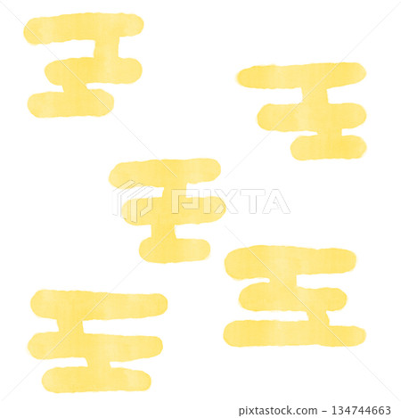 Yellow watercolor Japanese pattern illustration 134744663