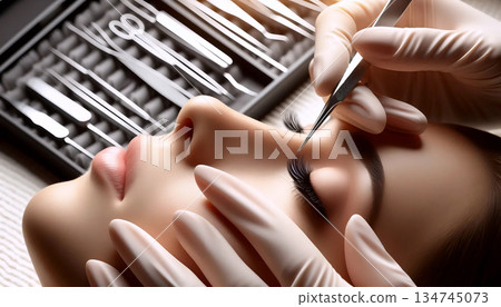 A lash application process, Ai generated image 134745073