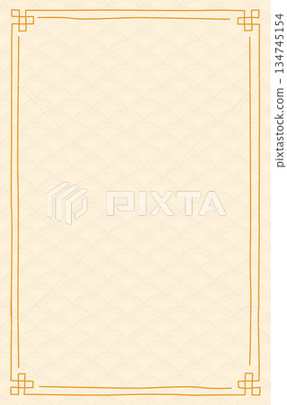 Asian decoration frame with hand drawn childish style on vertical background have blank space. 134745154