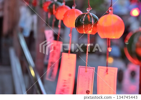 Colorful wind chimes lined up at Gosen Hachimangu Shrine (Niigata Prefecture) 134745443