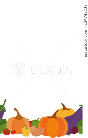 Seamless frame and border of simple flat vegetables 134745535