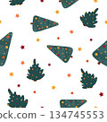 Christmas seamless vector background with fir tree 134745553