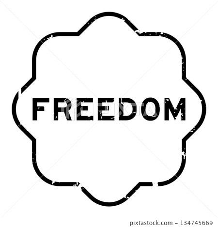 Grunge black freedom word rubber seal stamp on white background 134745669