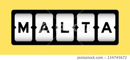 Black color in word malta on slot banner with yellow color background 134745672