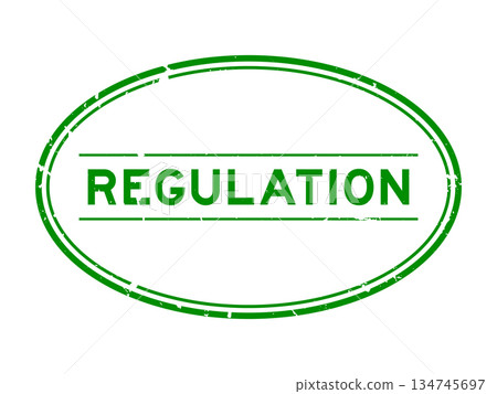 Grunge green regulation word oval rubber seal stamp on white background Grunge green regulation word oval rubber seal stamp on white background 134745697