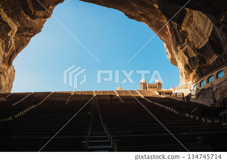 Blue Sky Seen From The Inside Of The Old Cave Church 134745714