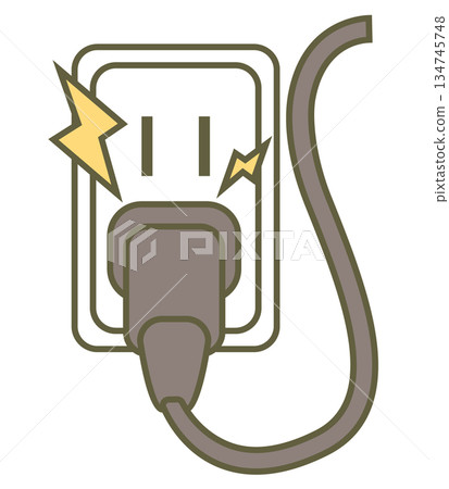 插座、插頭和電能示意圖，已插電版本 134745748