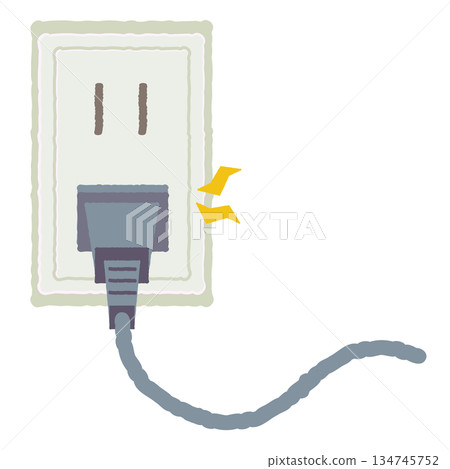 電源線插入插座的示意圖，無電源版本 134745752