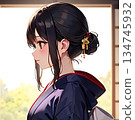 Profile of a woman wearing a kimono 134745932