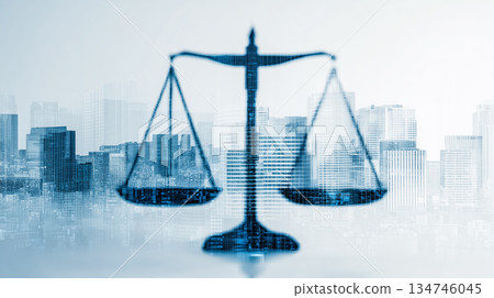 一個結合了城市和法律符號的抽象視覺概念 134746045