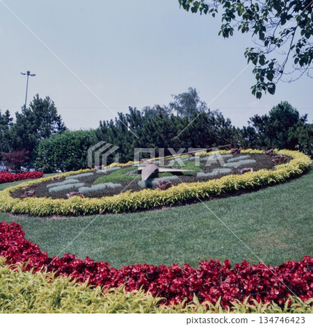 Flower Clock in Geneva, Switzerland 134746423