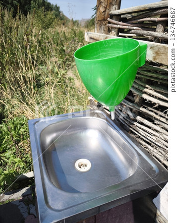 Rustic outdoor wash basin and hand wash basin 134746687