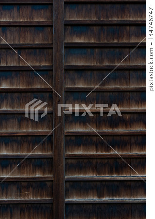 Old black wooden wall 134746747