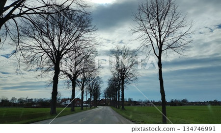 Near Volendam, Netherlands - April 10 2023: Beautiful road view Near Volendam, Netherlands - April 10 2023: Beautiful road view 134746991