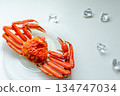 Snow crab and glass plate 134747034