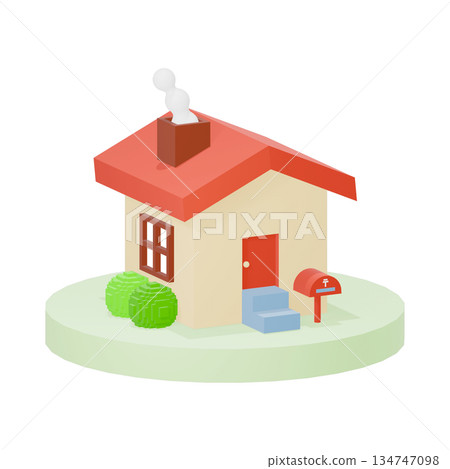 3D red roof house 3D red roof house 134747098
