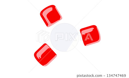 從上方看到的紅色桌椅 134747469