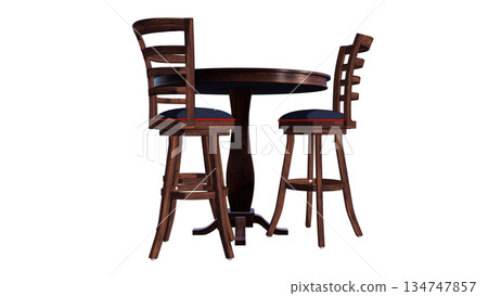 Side view of a wooden table and chairs 134747857