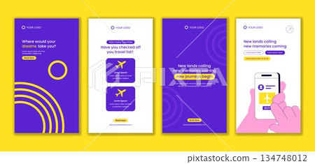 Hand Drawn Flat Cartoon Online Ticket Travel Design for Social Media Stories Background Hand Drawn Flat Cartoon Online Ticket Travel Design for Social Media Stories Background 134748012