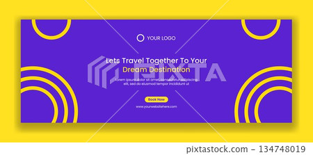 Online Ticket Travel Hand Drawn Flat Cartoon Illustration for Social Media Cover 134748019