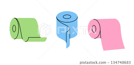 Paper rolls. Toilet papers, napkins, wipes and other hygiene products. Vector illustration Paper rolls. Toilet papers, napkins, wipes and other hygiene products. Vector illustration 134748683